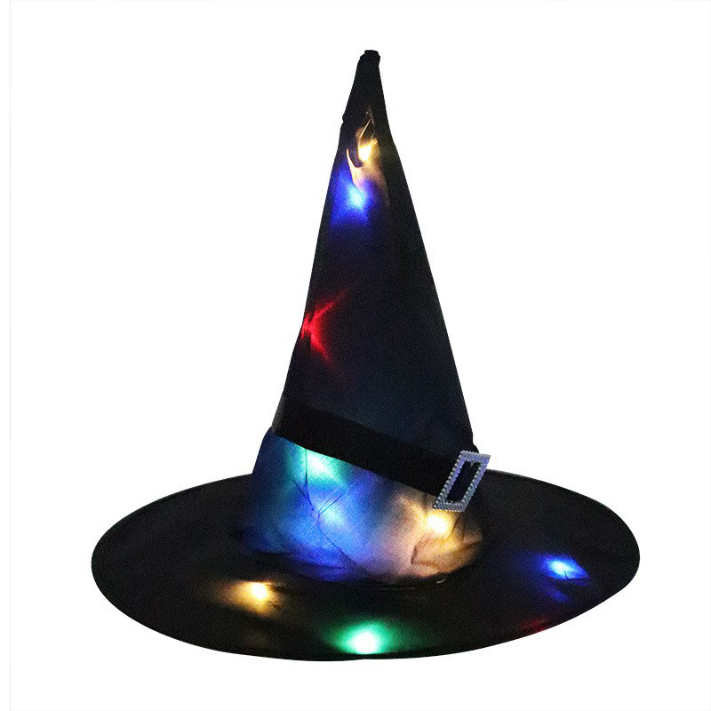 LED String Light Witch Hat – Light Up Wizard Cap for Halloween Party Decoration