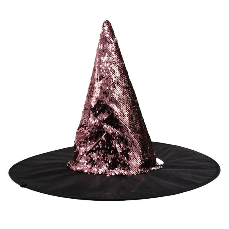 Flip Sequins Witch Hat – Reversible Sequins Wizard Cap for Halloween Party Costume Prop