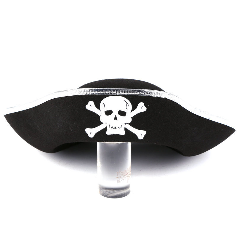 Kids Pirate Captain Hat – Gold & Silver Trim Caribbean Style Pirate Hat for Halloween Costume