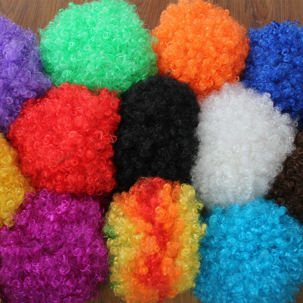 Curly Afro Wig for Sports Fans – Big Fluffy Wig for Men & Women, Halloween Party Costume Prop