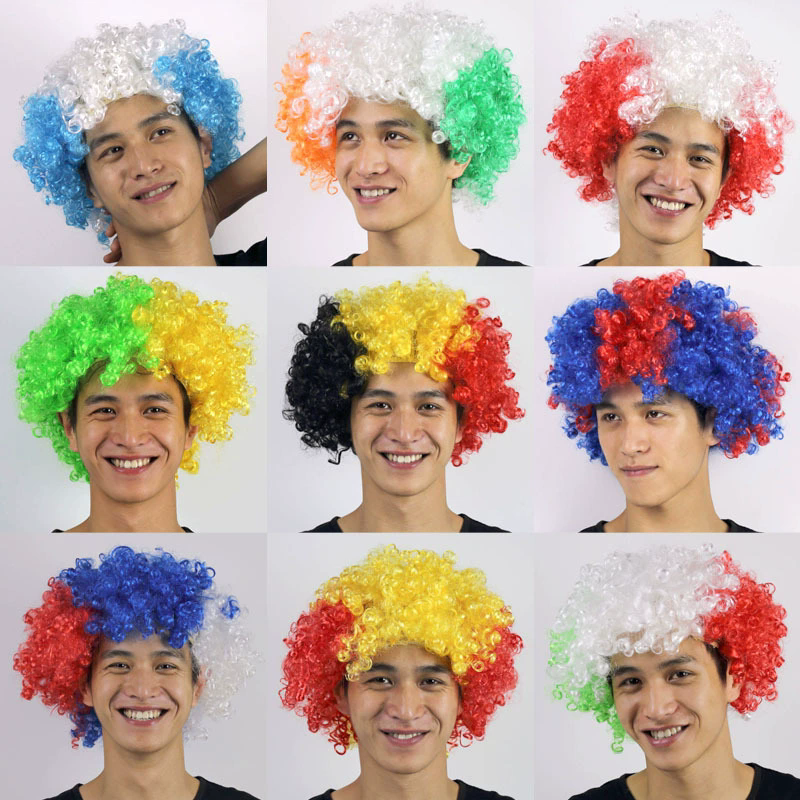 Flag Color Afro Wig for World Cup & Euro Cup – National Team Color Big Fluffy Wig for Sports Fans