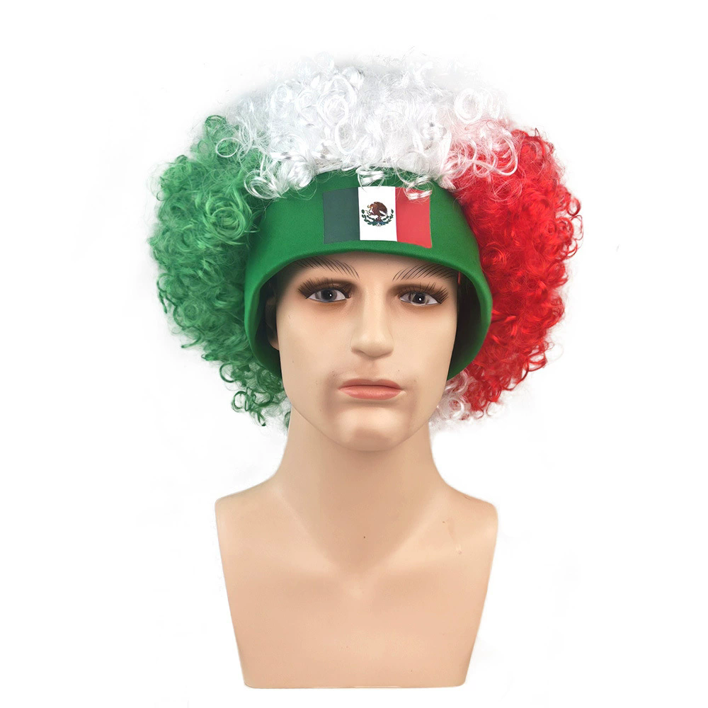 Flag Color Fan Wig with Headband – Printed National Team Wig for World Cup & Euro Cup Fans