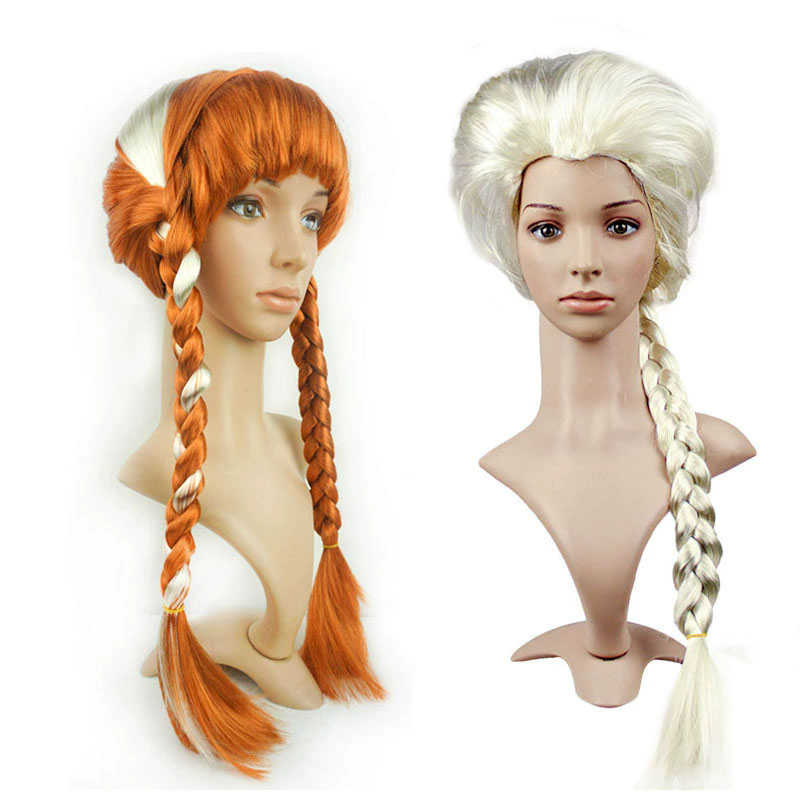 Elsa Anna Wig with Long Braid – Ice Queen Platinum Blonde Wig for Women Cosplay Costume