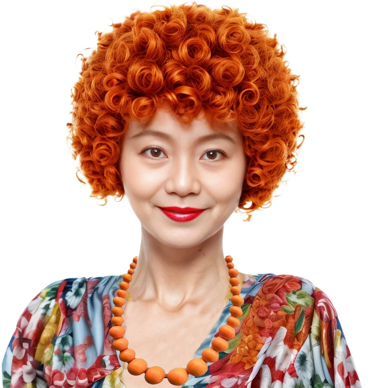 70s Retro Mrs. Roper Short Curly Wig – Women's Retro Tight Curl Full Cap Wig for Halloween Costume