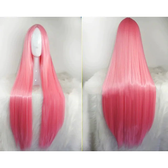 80cm Long Straight Anime Wig – Middle Part Bangs Cosplay Wig for Women Girls Halloween Party Prop