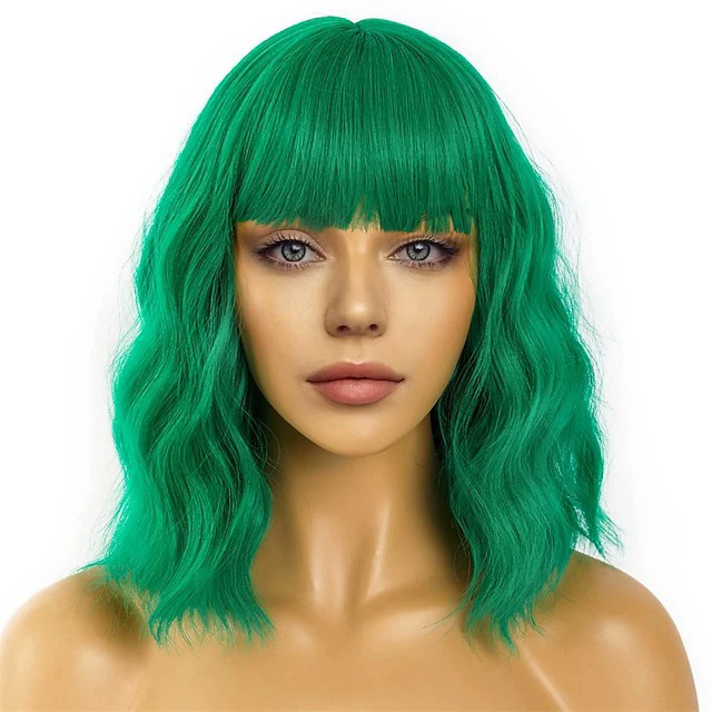 Women's Medium Long Curly Wig – Colorful Short Curls Halloween Costume Wig for Adult Women Party Prop