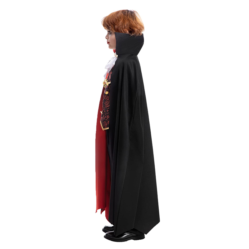 Gothic Vampire Lord Costume for Boys Dark Aristocrat Set with Cape & Vest for Halloween
