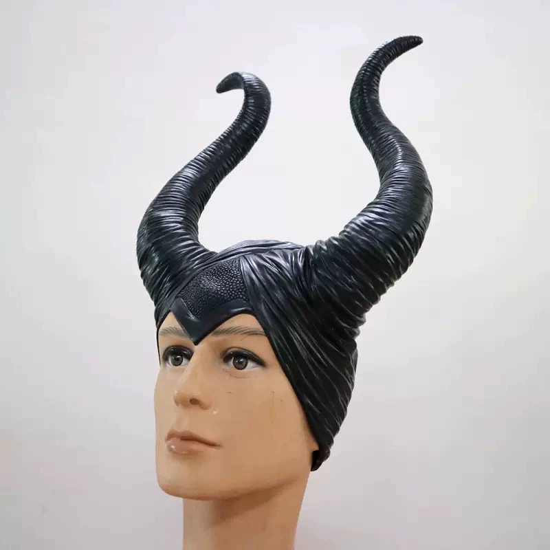 Maleficent Style Black Horn Headband – Curved Demon Horn Hairband for Women Halloween Costume Prop