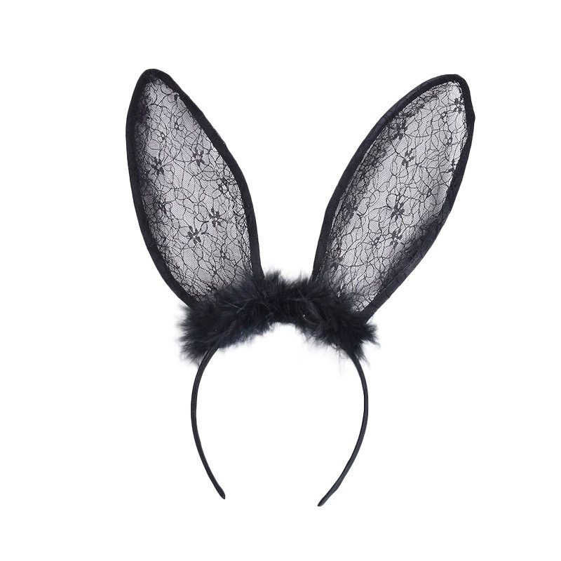 Plush Lace Cat Ear Headband – Fluffy Furry & Lace Kitty Ear Hairband for Women Girls Halloween Costume