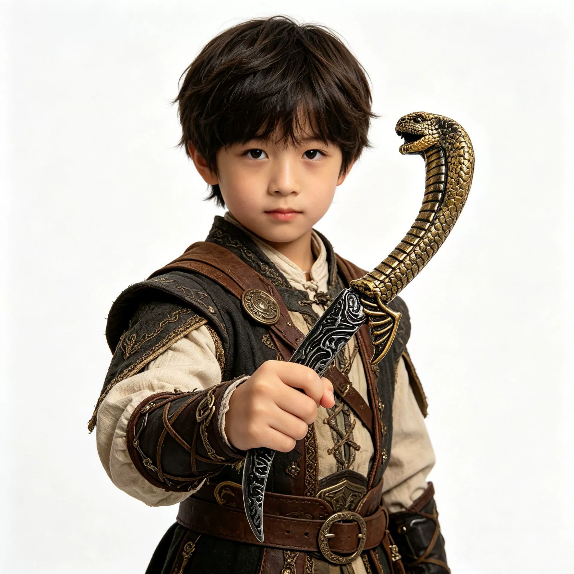 Plastic Bat Eagle Head Snake Head Dagger Prop – Plastic Serpent Handle Short Sword for Assassin Halloween Costume