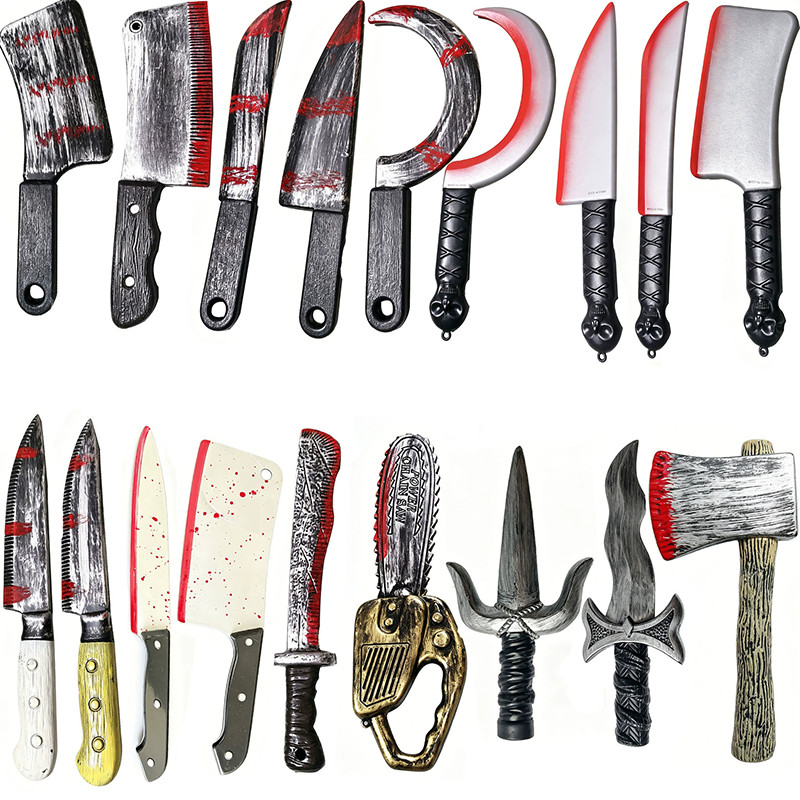 Halloween Bloody Knife Prop – Plastic Sharp Dagger with Fake Blood for Killer Costume Accessory
