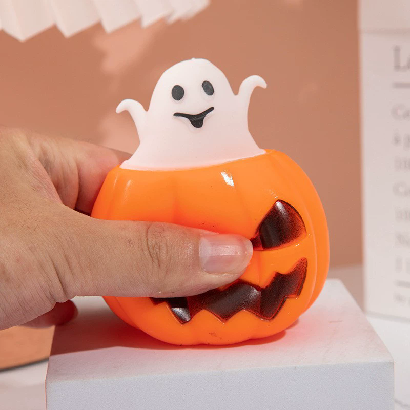 Squishy Pumpkin Ghost Toy – Funny Halloween Slow Rise Stress Relief Squeeze Prop
