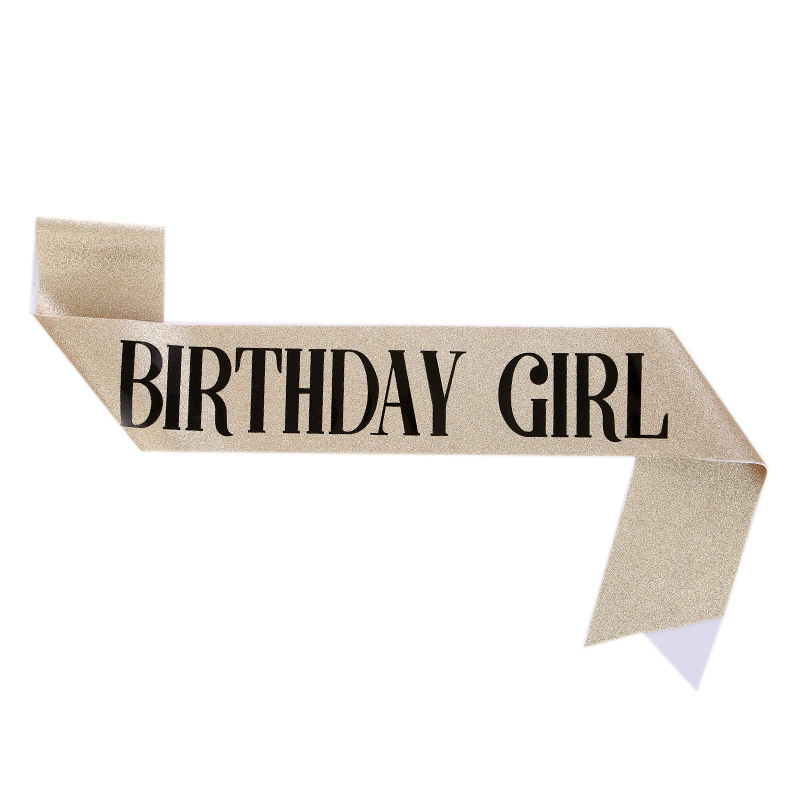 Gold Glitter Birthday Queen Sash Ladies Birthday Party Accessory Sash