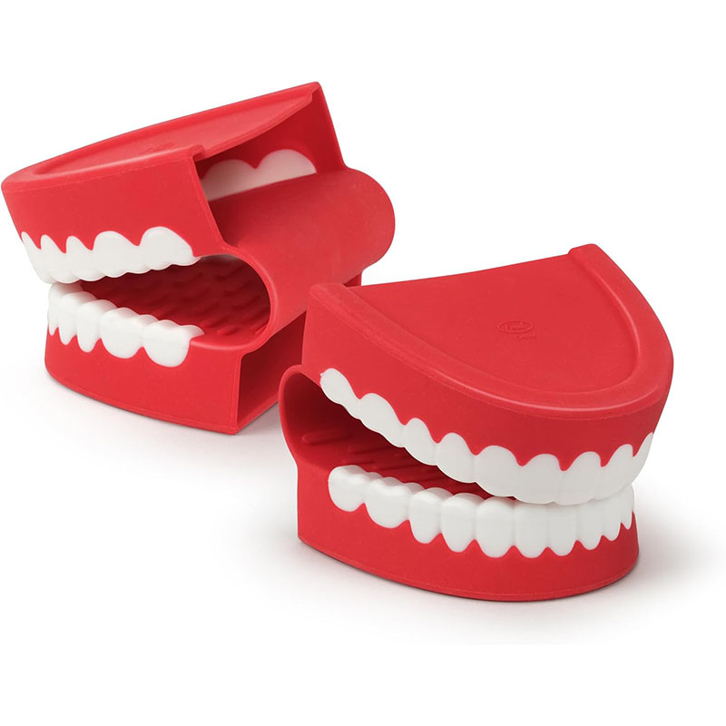 2 pack denture silicone pot holders false teeth heat resistant kitchen grippers wholesale hanging box