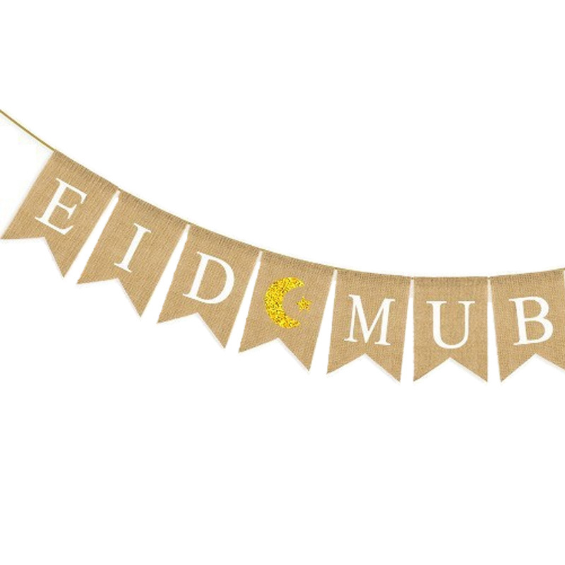 eid burlap garland hanging on living room wall ramadan party decor