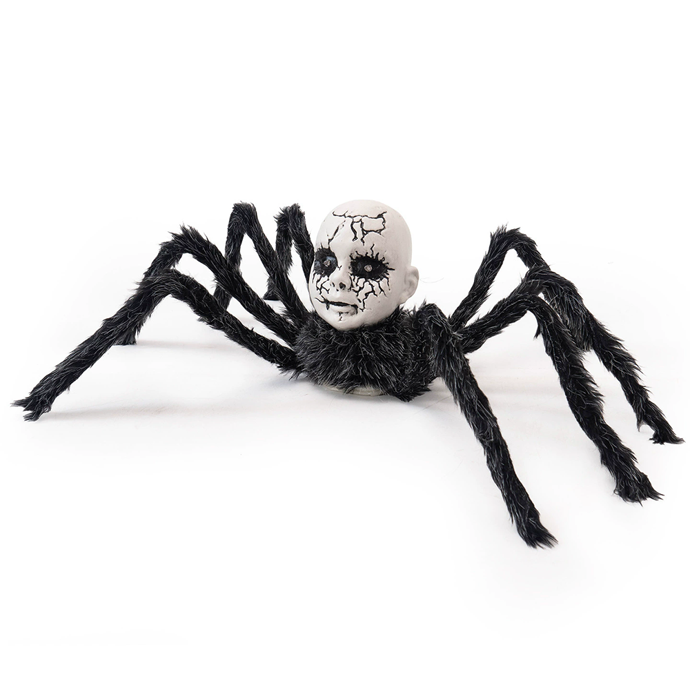 Spider Doll Animatronic - Electric Sound Activated & Light Up Halloween Prop for Haunted House, Scary Decorations for Party Indoor/Outdoor