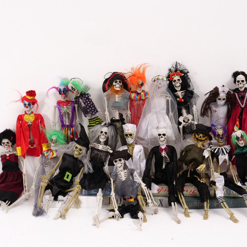 Halloween Skeleton Decoration | Day of the Dead Skull Ornament for Party | Witch, Clown, Pirate Outdoor Haunted House Props