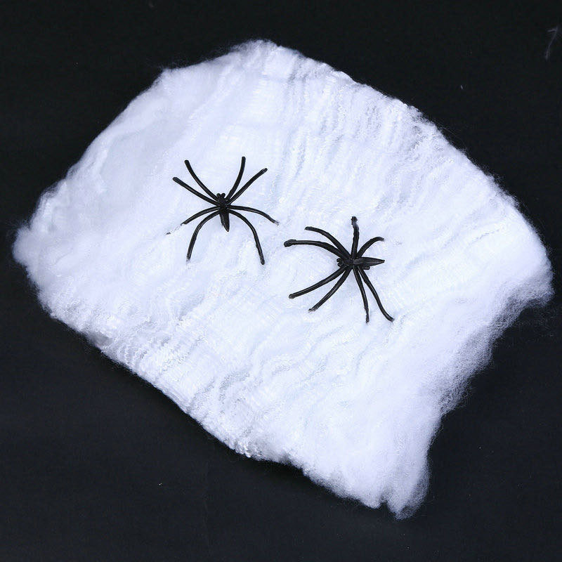 Lifelike Hairy Spider with Stretch Cotton Spider Web – Realistic Halloween Decor for Haunted House & Party Props