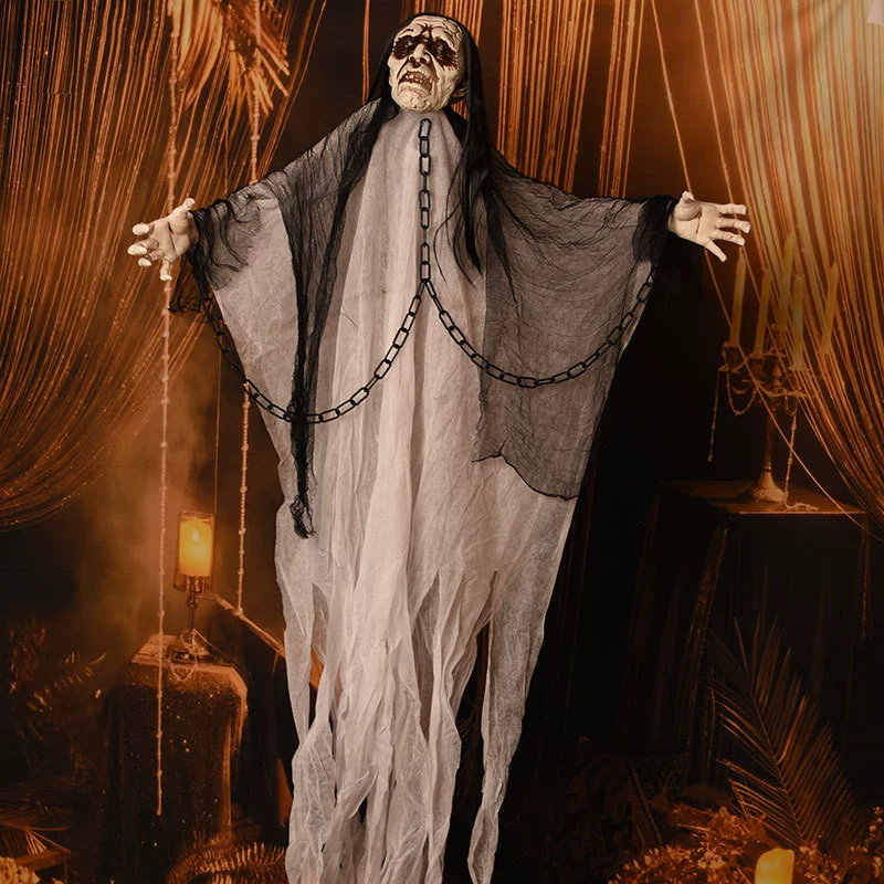 1.8m Sound Activated Hanging Ghost – 6FT Life Size Hanging Woman Ghost for Haunted House