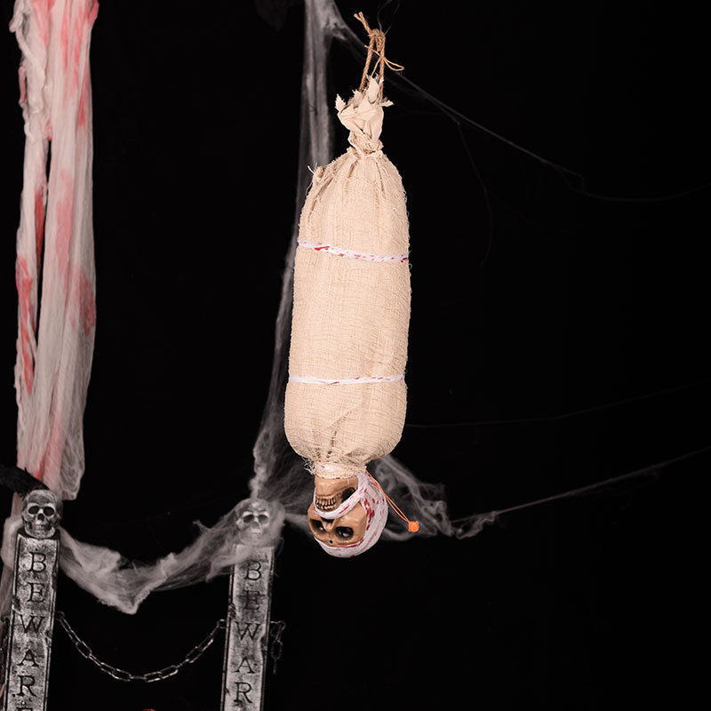 Giant Hanging Mummy Ghost – Wrapped Corpse with Tattered Shroud for Haunted House & Halloween Yard Decor