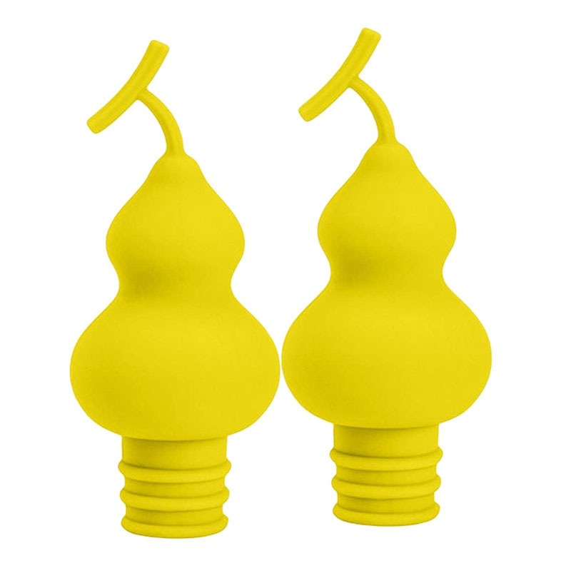 close-up double bulb gourd curved vine stem matte silicone wine stopper texture detail