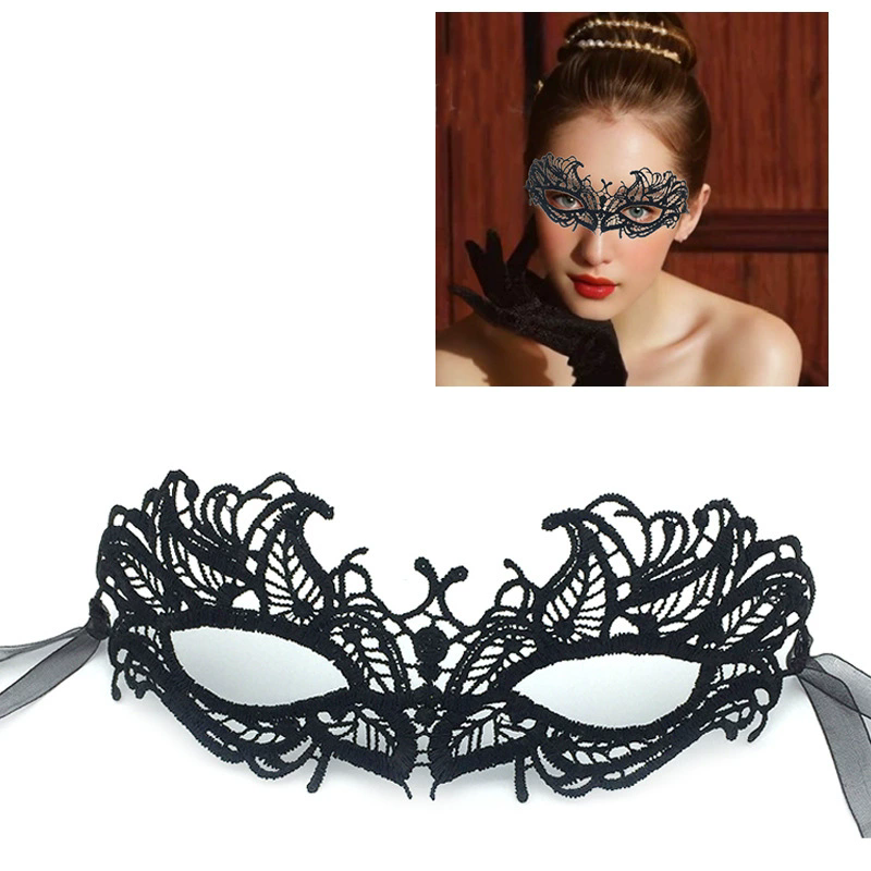Structured Lace Half Face Mask – Black Princess Style Masquerade Eye Mask with Shaped Design for Women Ball & Party