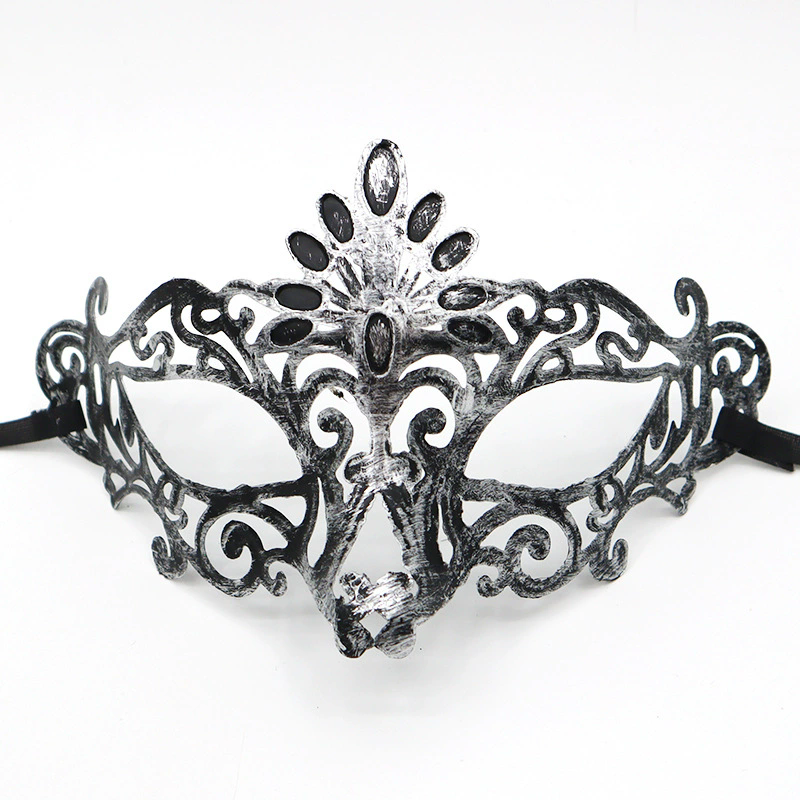 Vintage Jazz Half Face Mask – Retro Flat Top Masquerade Mask with Antique Finish for Men & Women Party Costume