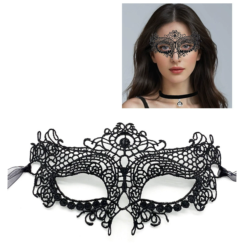 Structured Lace Half Face Mask – Black Princess Style Masquerade Eye Mask with Shaped Design for Women Ball & Party