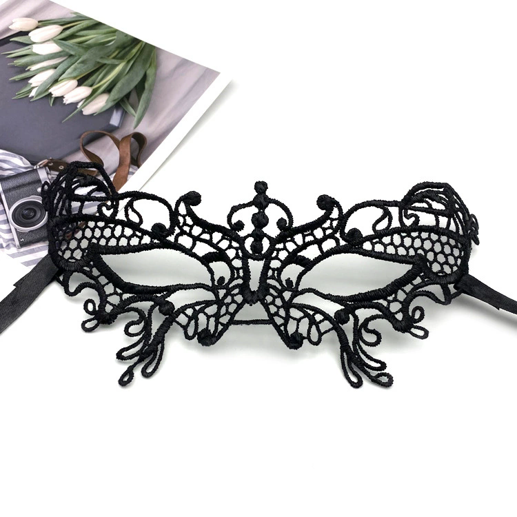 Structured Lace Half Face Mask – Black Princess Style Masquerade Eye Mask with Shaped Design for Women Ball & Party