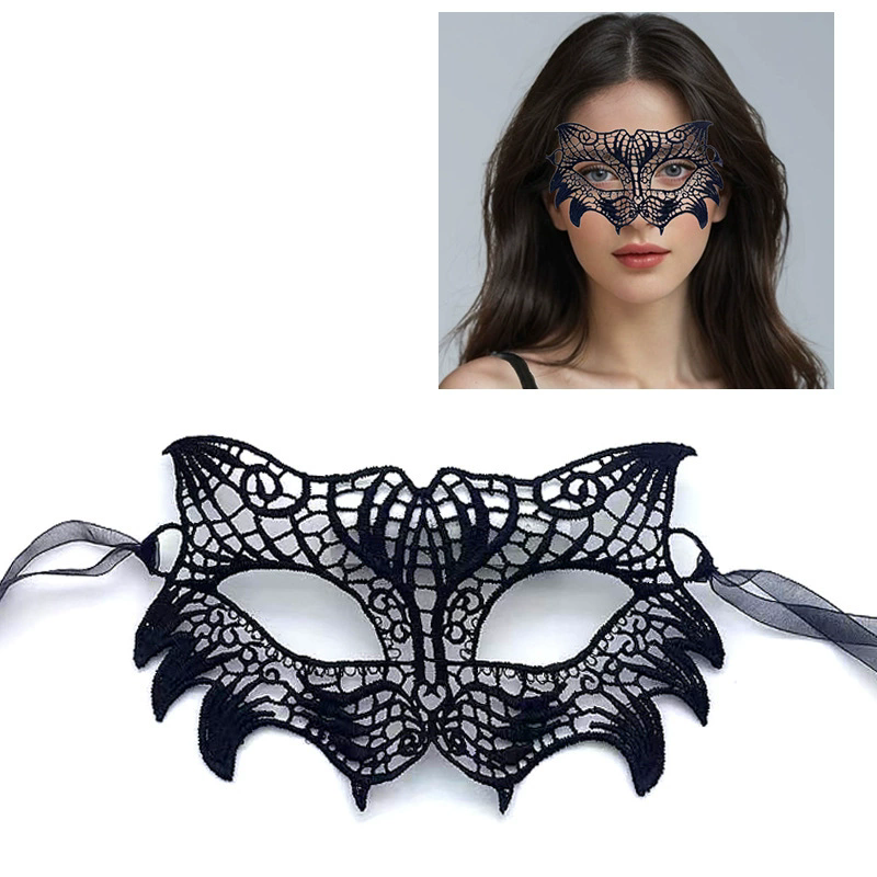 Structured Lace Half Face Mask – Black Princess Style Masquerade Eye Mask with Shaped Design for Women Ball & Party