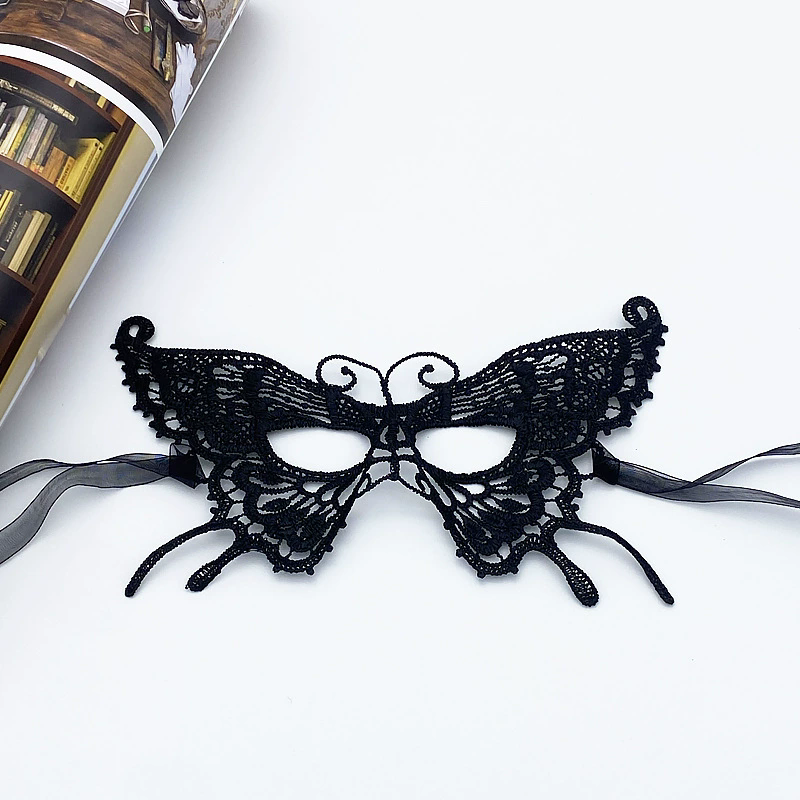 Structured Lace Half Face Mask – Black Princess Style Masquerade Eye Mask with Shaped Design for Women Ball & Party