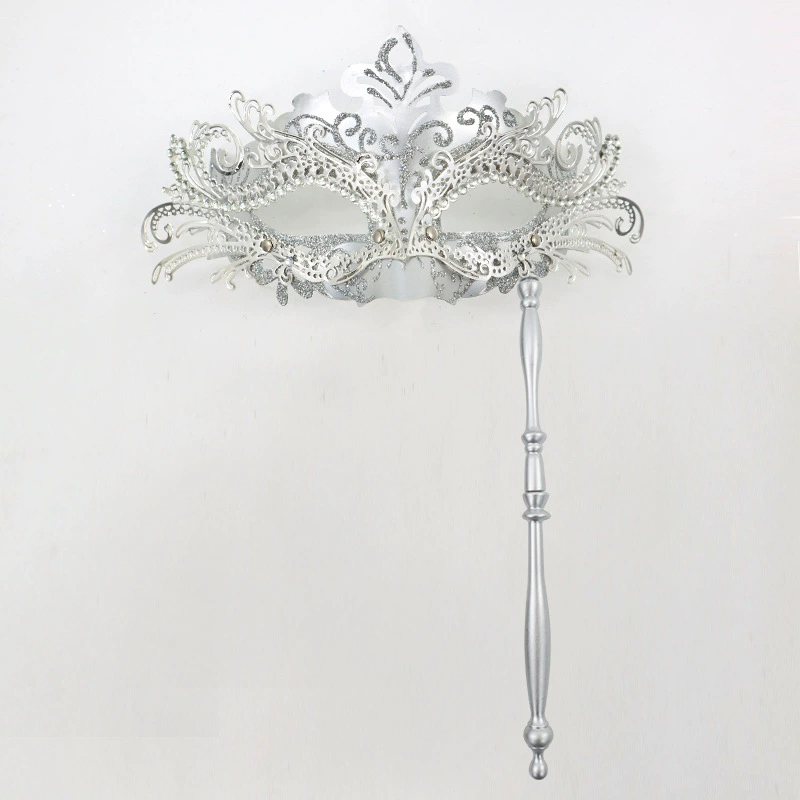 Metal Rhinestone Handheld Mask – Detachable Half Face Masquerade Mask with Stick for Women, Luxury Party Accessory for Halloween & Ball