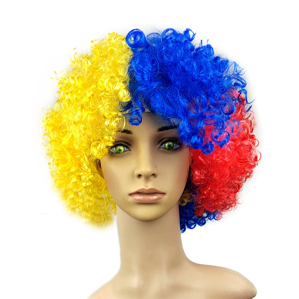 Flag Color Afro Wig for World Cup & Euro Cup – National Team Color Big Fluffy Wig for Sports Fans