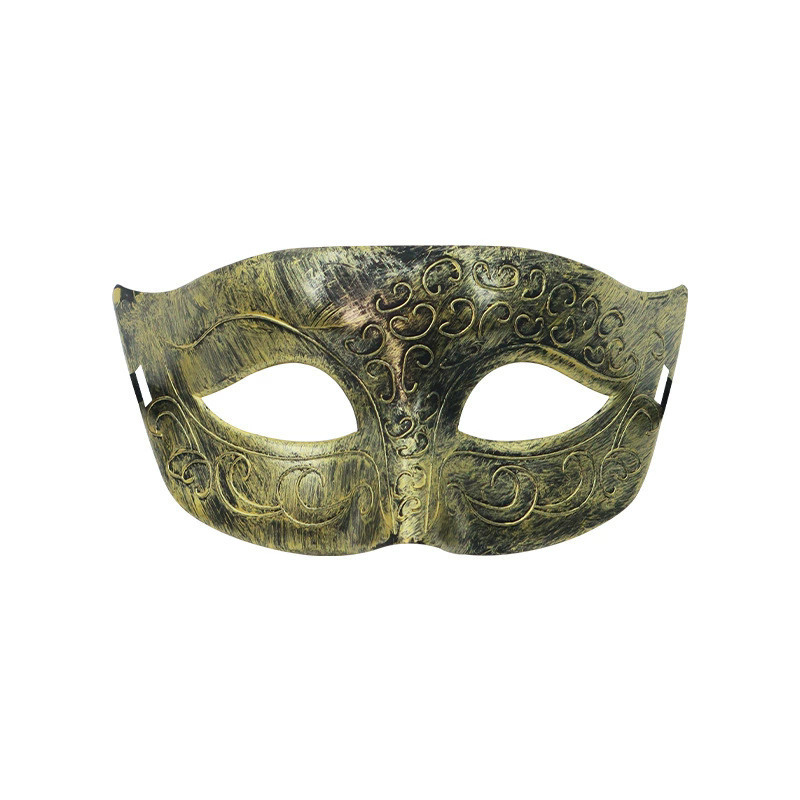 Vintage Jazz Half Face Mask – Retro Flat Top Masquerade Mask with Antique Finish for Men & Women Party Costume