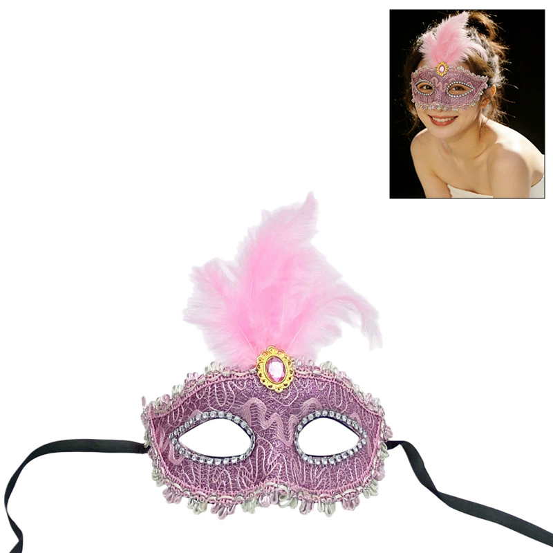 Princess Feather Masquerade Mask – Cute Half Face Eye Mask with Fluffy Feathers for Women, Romantic Party Accessory for Halloween