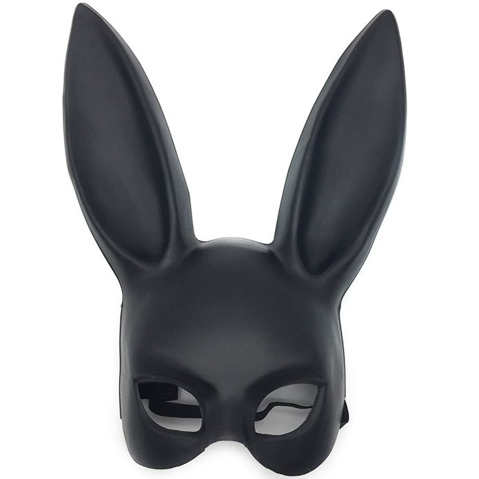 Black Bunny Half Face Mask – Rabbit Masquerade Mask for Women & Men, Cute Animal Costume Mask for Halloween & Masquerade Ball