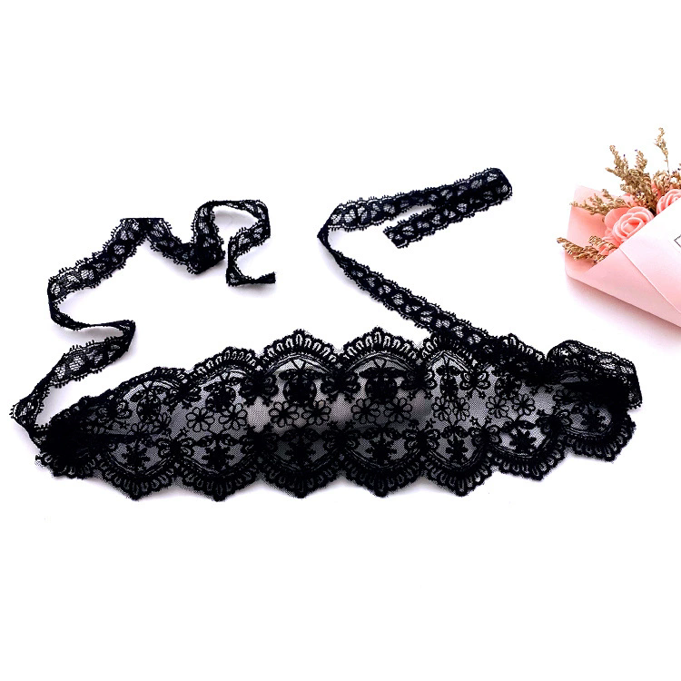 Sheer Embroidery Lace Mask – Sexy Half Face Eye Mask with Ribbon Streamers for Women, Flirty Masquerade Mask for Party & Halloween