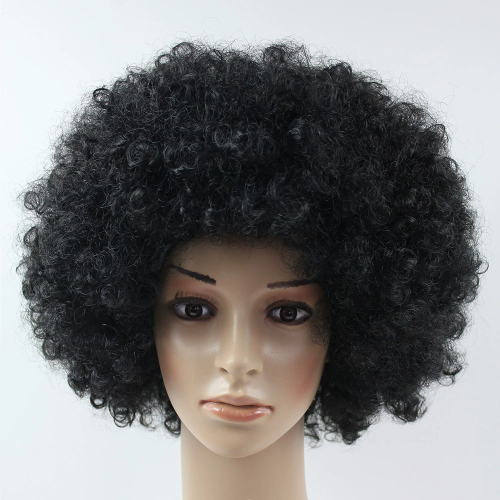 Curly Afro Wig for Sports Fans – Big Fluffy Wig for Men & Women, Halloween Party Costume Prop