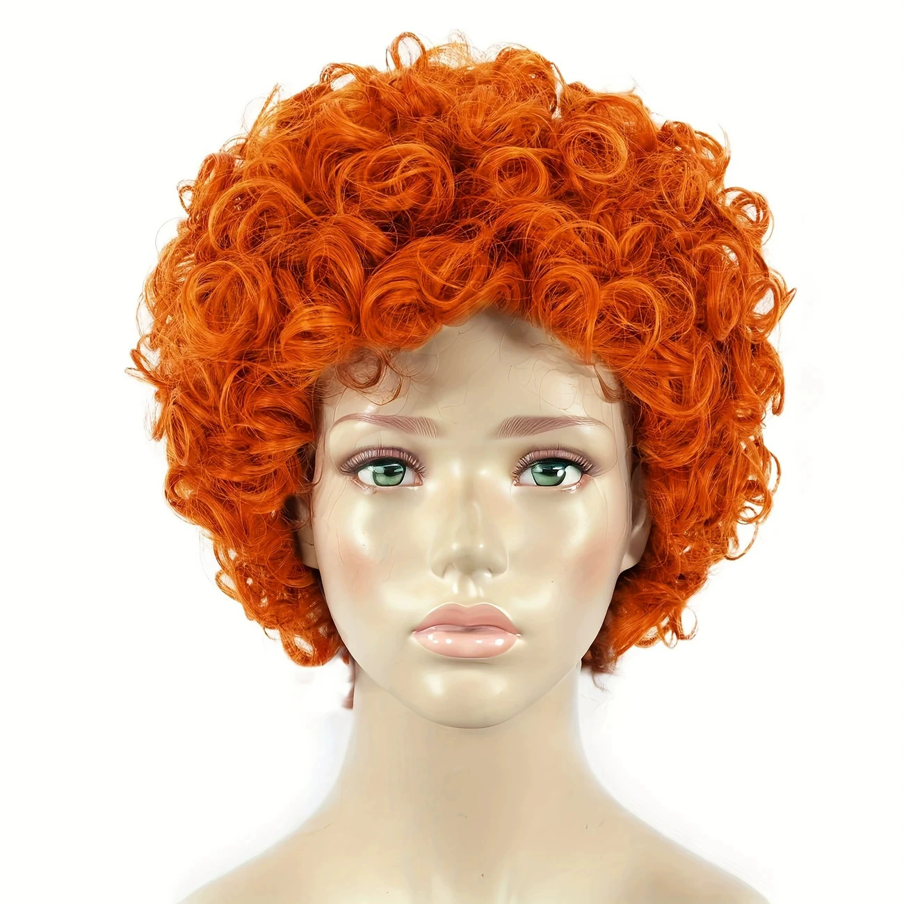 70s Retro Mrs. Roper Short Curly Wig – Women's Retro Tight Curl Full Cap Wig for Halloween Costume
