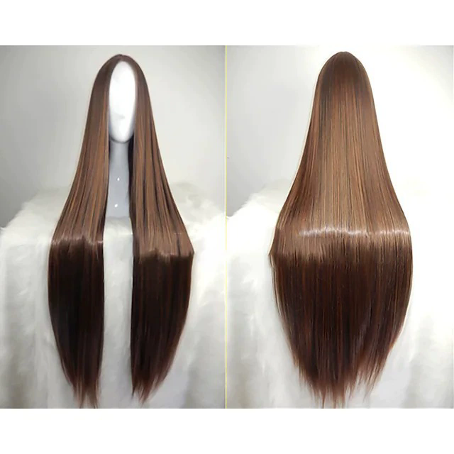 80cm Long Straight Anime Wig – Middle Part Bangs Cosplay Wig for Women Girls Halloween Party Prop