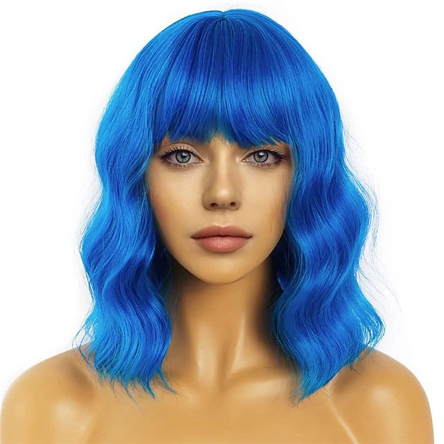 Women's Medium Long Curly Wig – Colorful Short Curls Halloween Costume Wig for Adult Women Party Prop