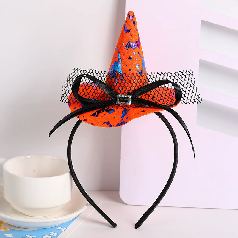 Halloween Spider Web Witch Hat Headband – Classic Witch Hairband with Spiderweb Decoration for Party Prop