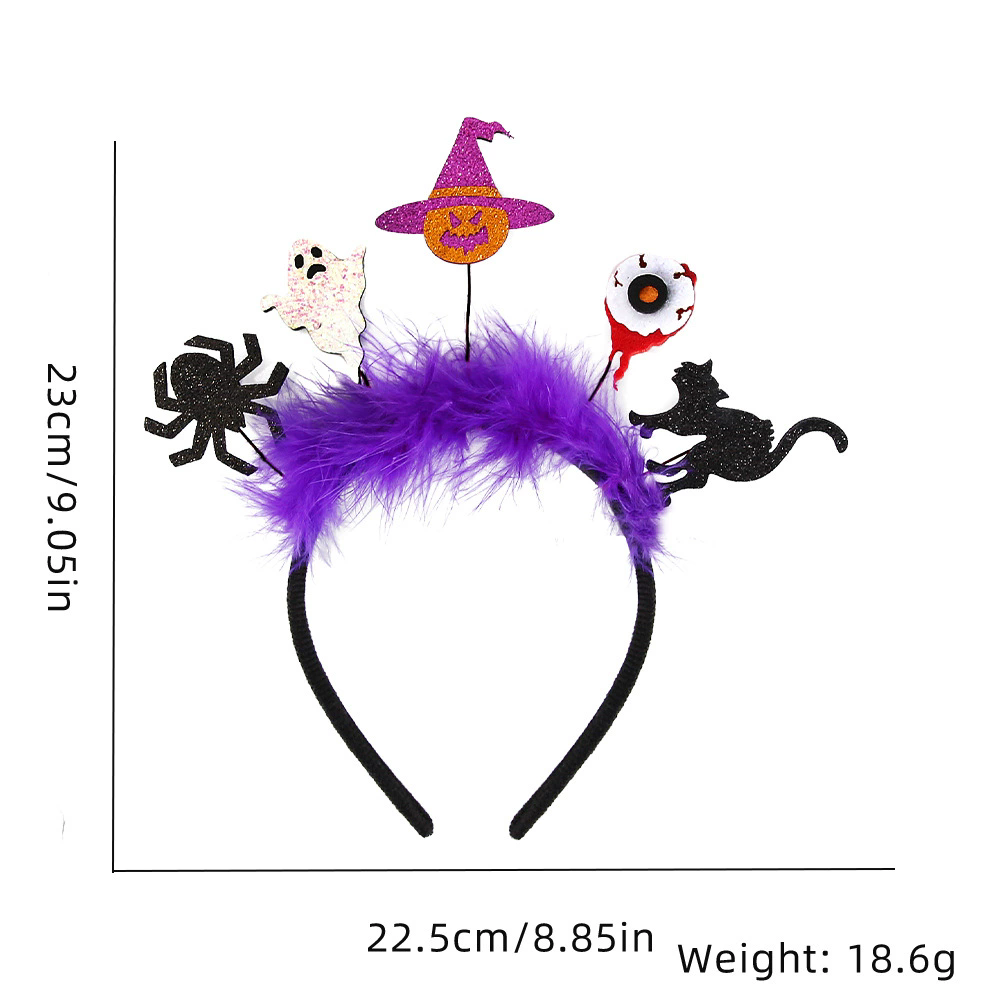 Halloween Ghost Bat Feather Headband – Spooky Hairband with Ghost, Bat & Feather Decorations for Women & Kids