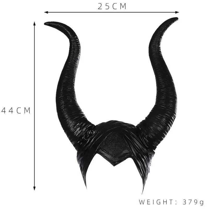 Maleficent Style Black Horn Headband – Curved Demon Horn Hairband for Women Halloween Costume Prop