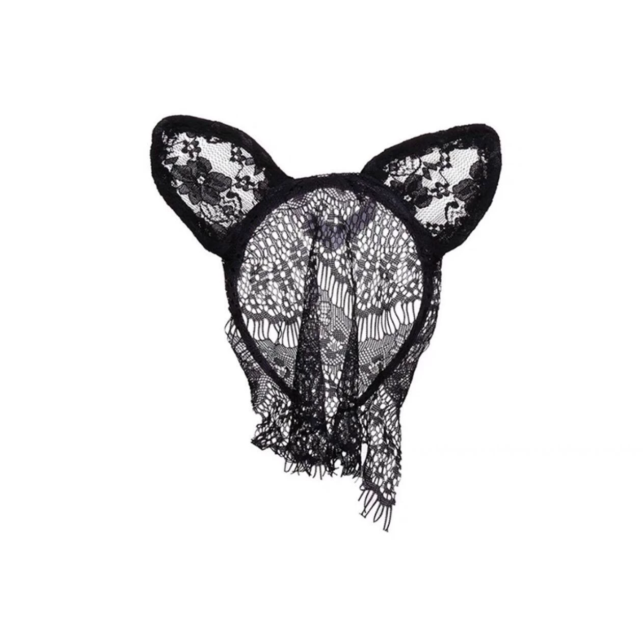 Lace Cat Ear Headband – Sexy Black Lace Kitty Ear Hairband for Women Halloween Costume Prop
