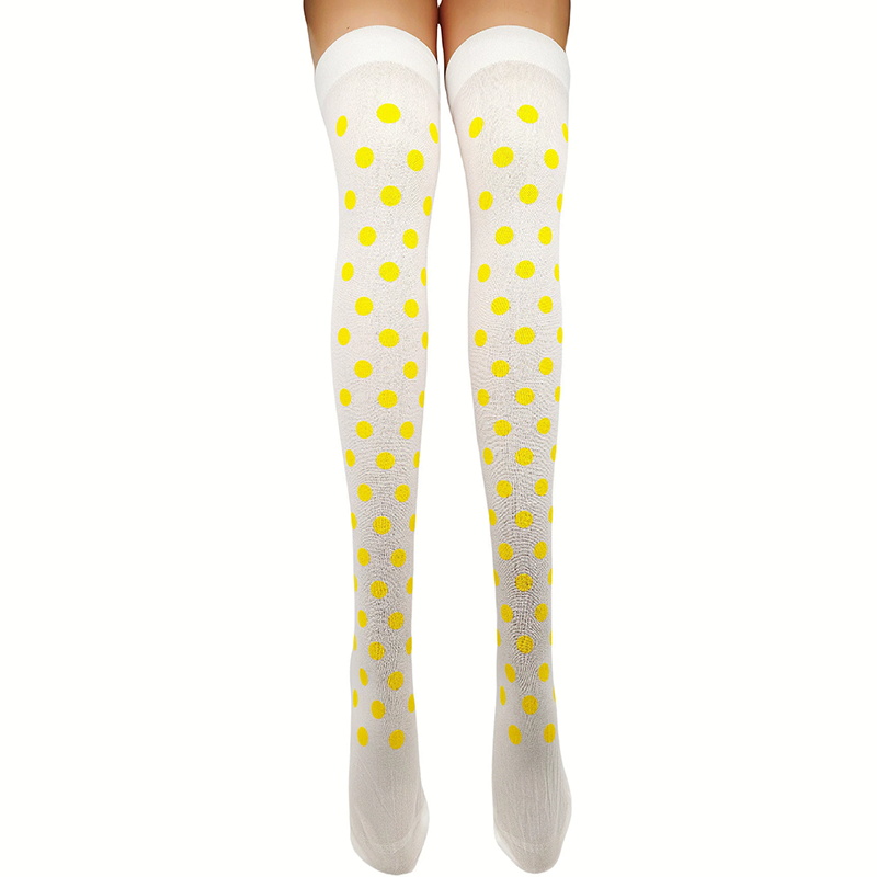 Colorful Polka Dot Over Knee Socks – Dot Pattern Thigh High Stockings for Women Cosplay Accessory