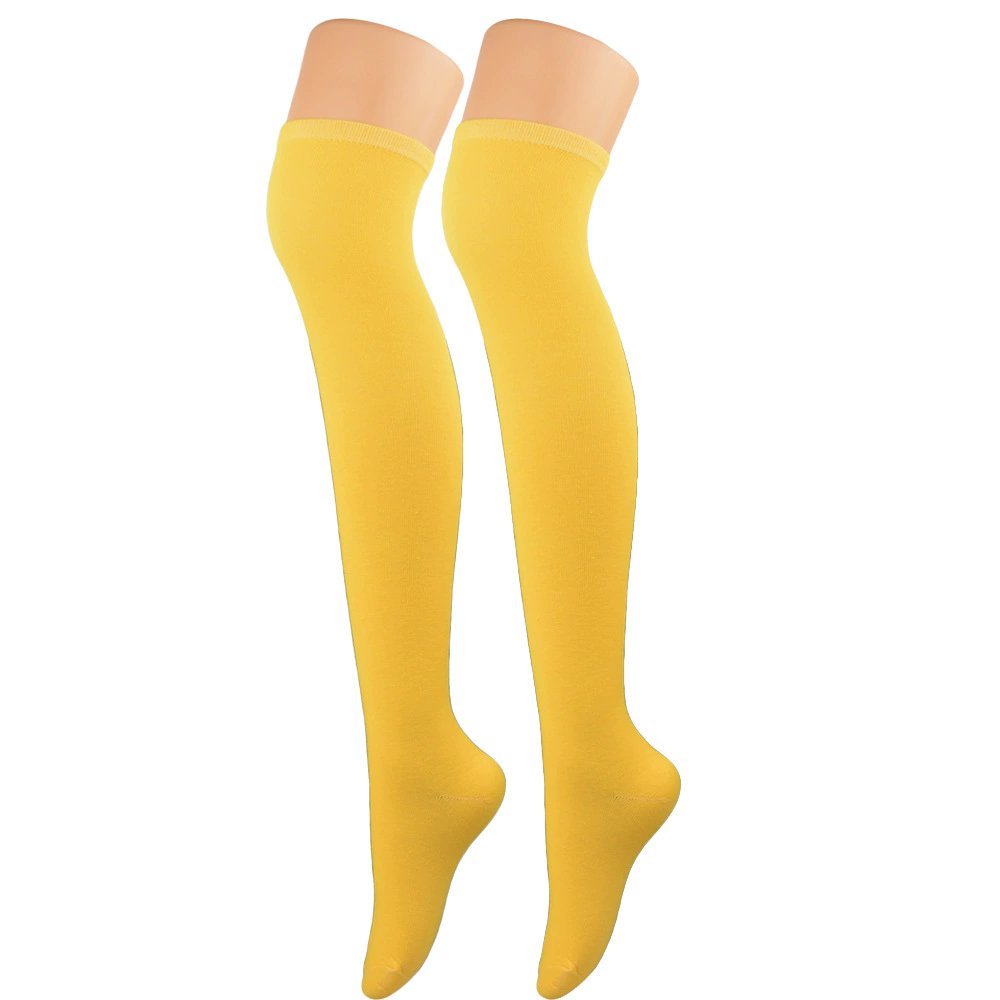 Plain Thigh High Socks – Solid Color Over Knee Stockings for Women Halloween Costume