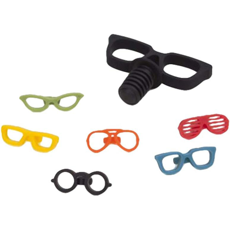 close-up multi-style colorful eyeglass silicone drink markers different frame shape detail