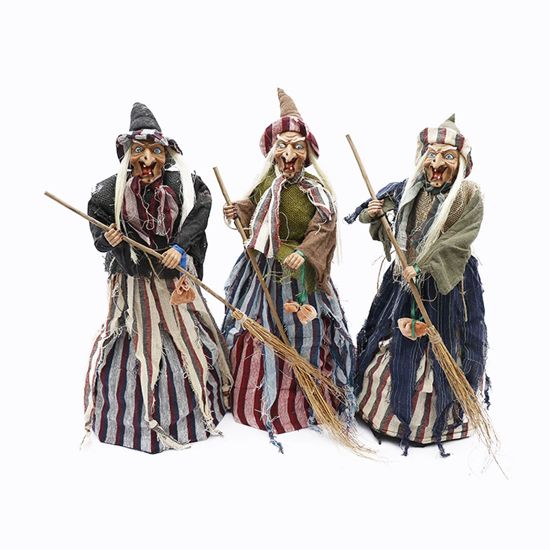 Motorized Halloween Animatronics - Hanging Ghost, Standing Witch & Sound Activated Skeleton Prop for Outdoor Yard Decor, Haunted House Party Supplies