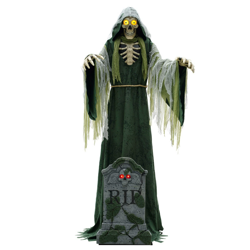 Swinging Grim Reaper for Cemetery Light-Up Electric Halloween Animatronic for Haunted House & Outdoor Scary Setup